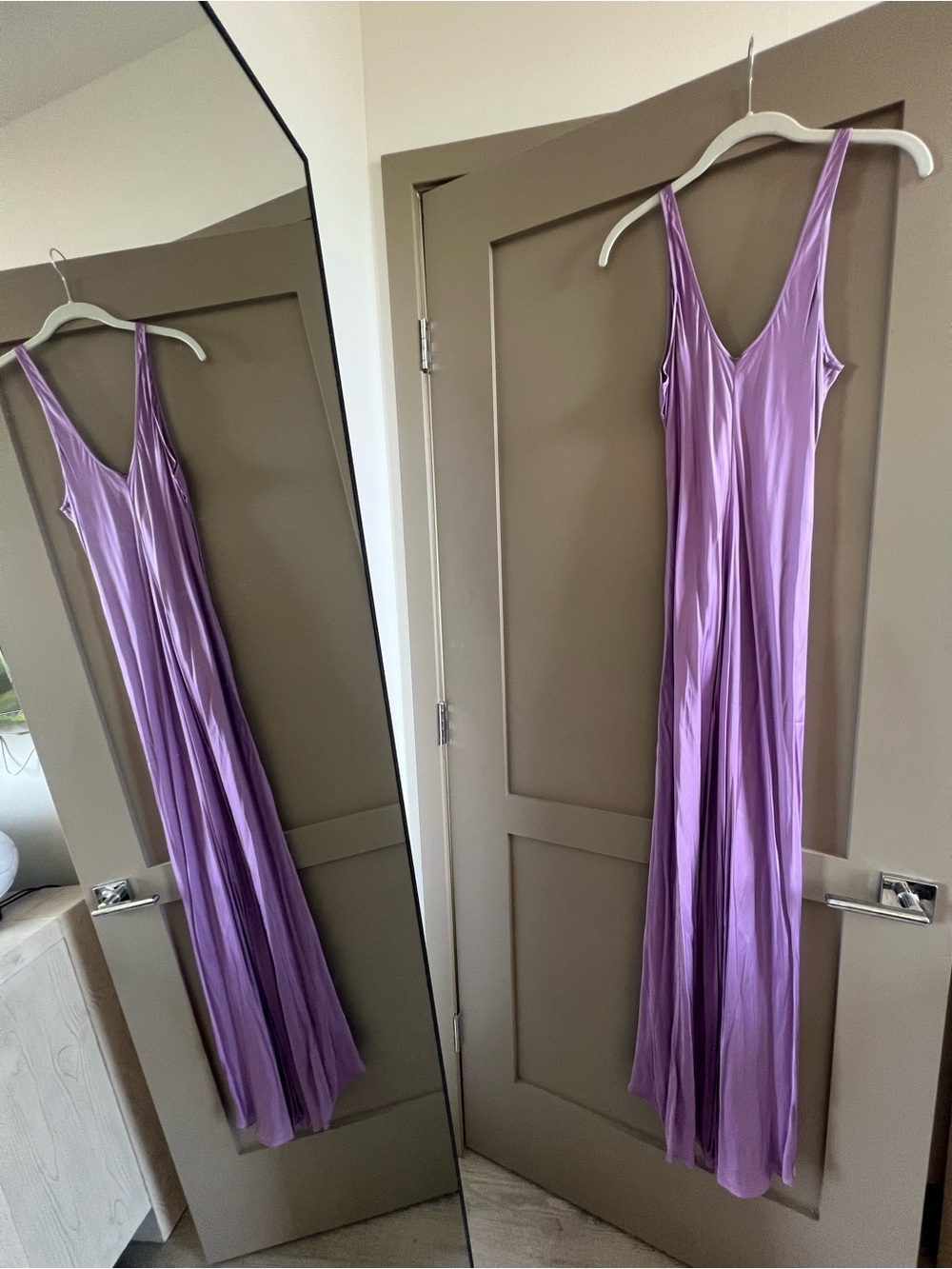 L'AGENCE Lilac Satin Slip Dress